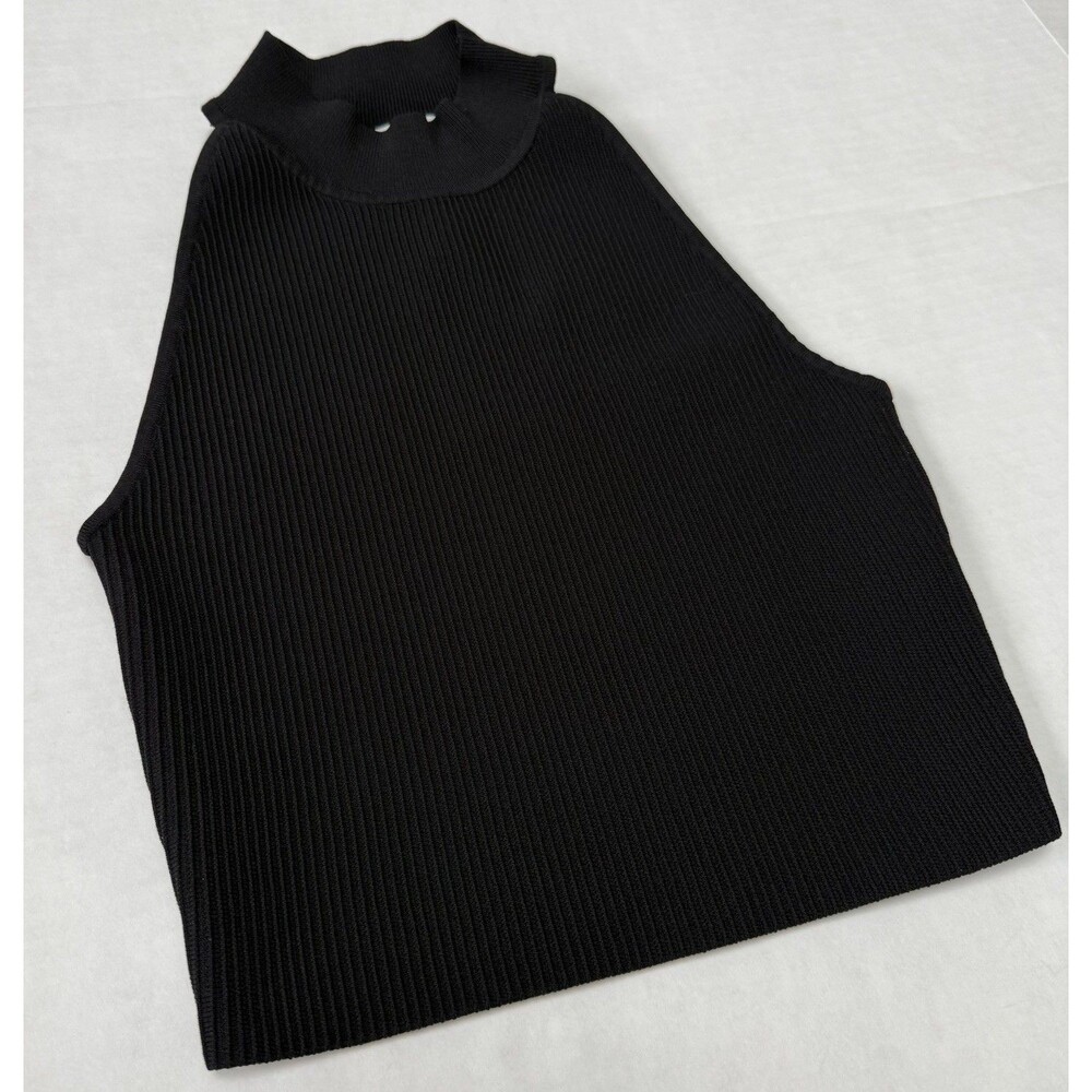 Babaton By Aritzia Sculpt Knit Mock Neck Ribbed Crop Tank Black Size Medium